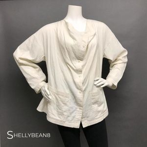 ISSEY MIYAKE VTG 80s Avant Garde OVERSIZE Cream / Off White Blouse Top OSFM